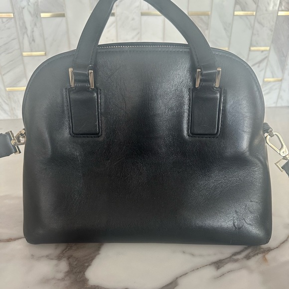 Kate Spade black leather dome satchel purse. - Picture 2 of 5